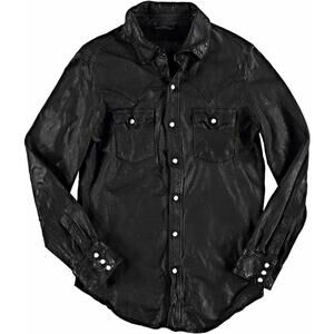 $1400 Jean Shop Men's Black Leather Western Shirt Jacket XXL